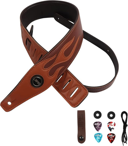 Handmade Retro Embossed Guitar Strap Super Soft Cowhide Leather Belt for Electric Acoustic Guitar Bass Guitarra Gig