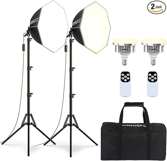 2PACK Professional Softbox Lighting Kit, 20'' x 20'' Studio Lights with 85W 2700-6500K E27 LED Bulbs, Continuous Lighting for Photography/Video Recording/Live Streaming