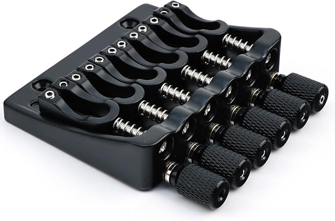 Zinc Alloy Headless Electric guitar Bridge，6 String Fixed Bridge - String Spacing 10.5mm(13/32")，Fits for 6-String Headless Electric Guitar Replacement Parts（Matte Black）