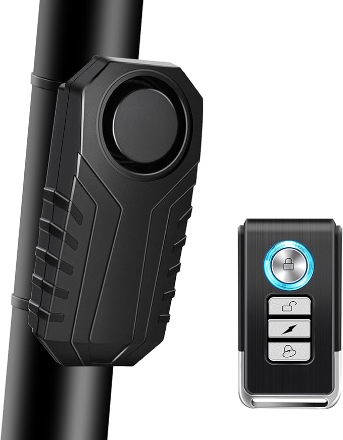 Bike Alarms,Bike Alarm Anti Theft, Bicycle Alarms with Remote,113dB Super Loud Bicycle Vibration Motion Sensor Siren Anti Theft Security System IP65 Waterproof
