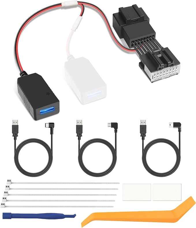 Dashcam Power Adapter Compatible with Ford Bronco, F150 and More(16P TypeA),Connects to Rearview Mirror,Built-in Hide USB to GPS Radar Dash Cam Charger Adapter Cable,Clean Install