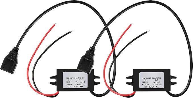 Weewooday 2 Pieces 12v to 5v Dc Converter Buck Module USB Output Power Adapter Dc Car Power Converter Regulator