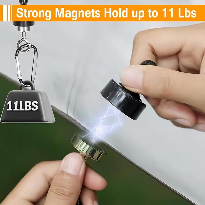 AYAMAYA Magnetic Hook + Camping Fan, Magnet Clip Hanger with Carabiner, 20000mAh Rechargeable Fan with Remote for Outdoors Camping Piccnic