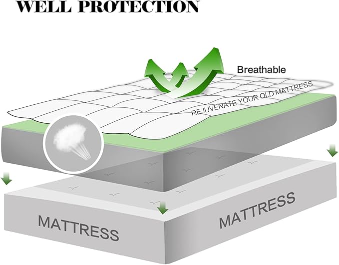 EASELAND King Size Mattress Pad Pillow Top Mattress Cover Quilted Fitted Mattress Protector 8-21" Deep Pocket Cooling Mattress Topper (78x80 Inches, Dusty Blue)