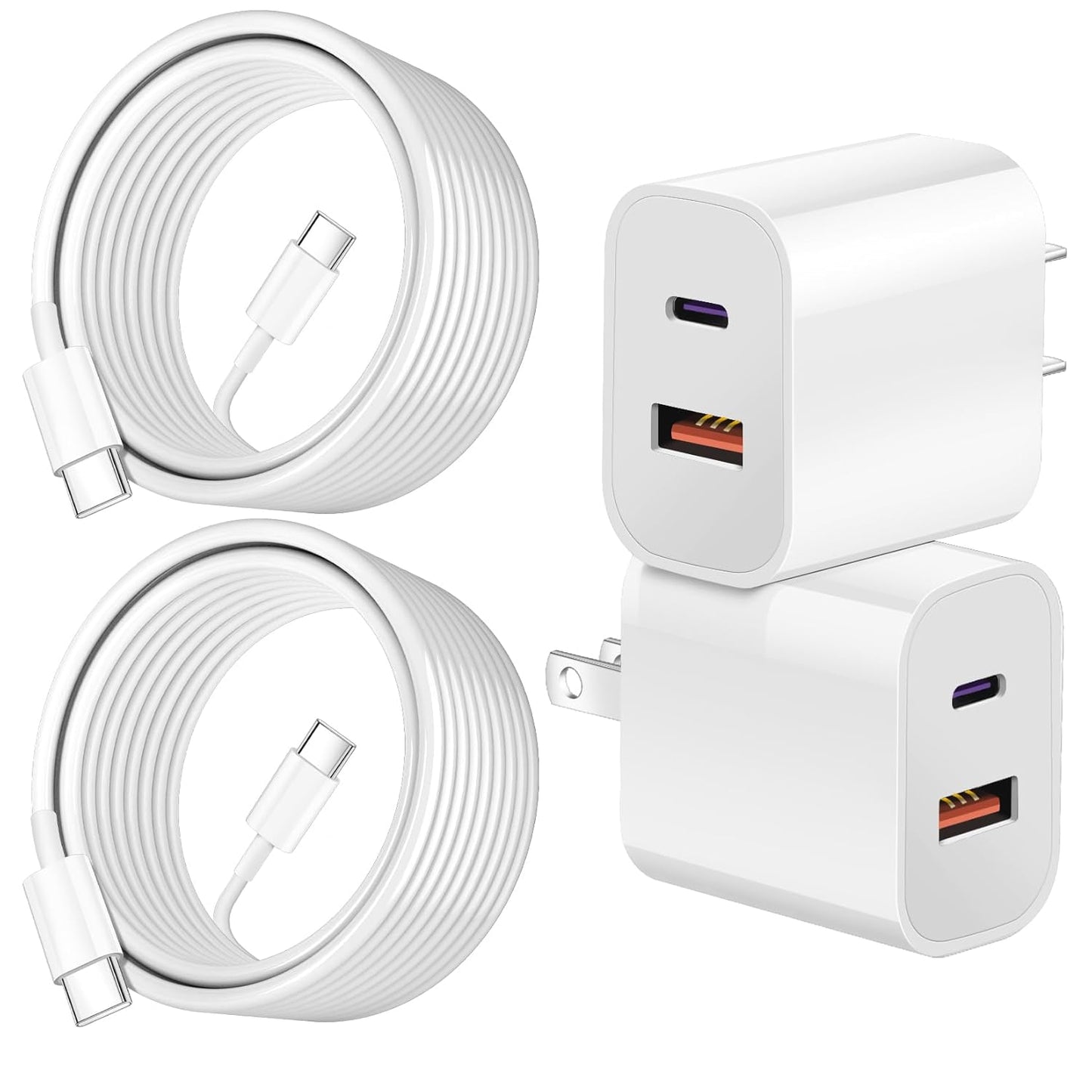 Dual Port A/C Charger for iPhone 16 15,Double A/C iPhone 16 15 Charger Fast Charging Block,2Pack Quick USB C Chargers Fasr Charging 6FT Type C Cable foriPhone 16/16 Pro Max/16e/15 Plus/15 Pro,iPad Pro