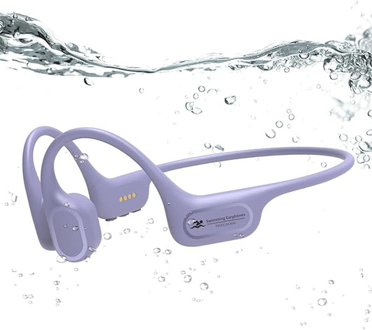 Full-Coverage Liquid Silicone Swimming Headphones, IP68 Waterproof Underwater Headphones, Bluetooth 6.0&MP3 with 32GB Memory Card, Soft/Skin-Comfortable Open Ear Bone Conduction Swim Earbuds