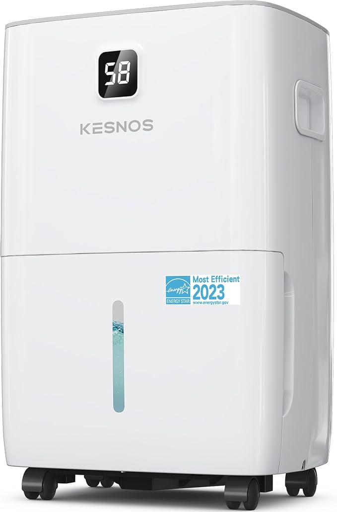 Kesnos 120 Pints Energy Star Dehumidifier for Basement & Home with Drain Hose, Front LED Display and 1.06 Gal Water Tank, Ideal for Large Room up to 6,500 Sq. Ft., Auto Defrost, Timer