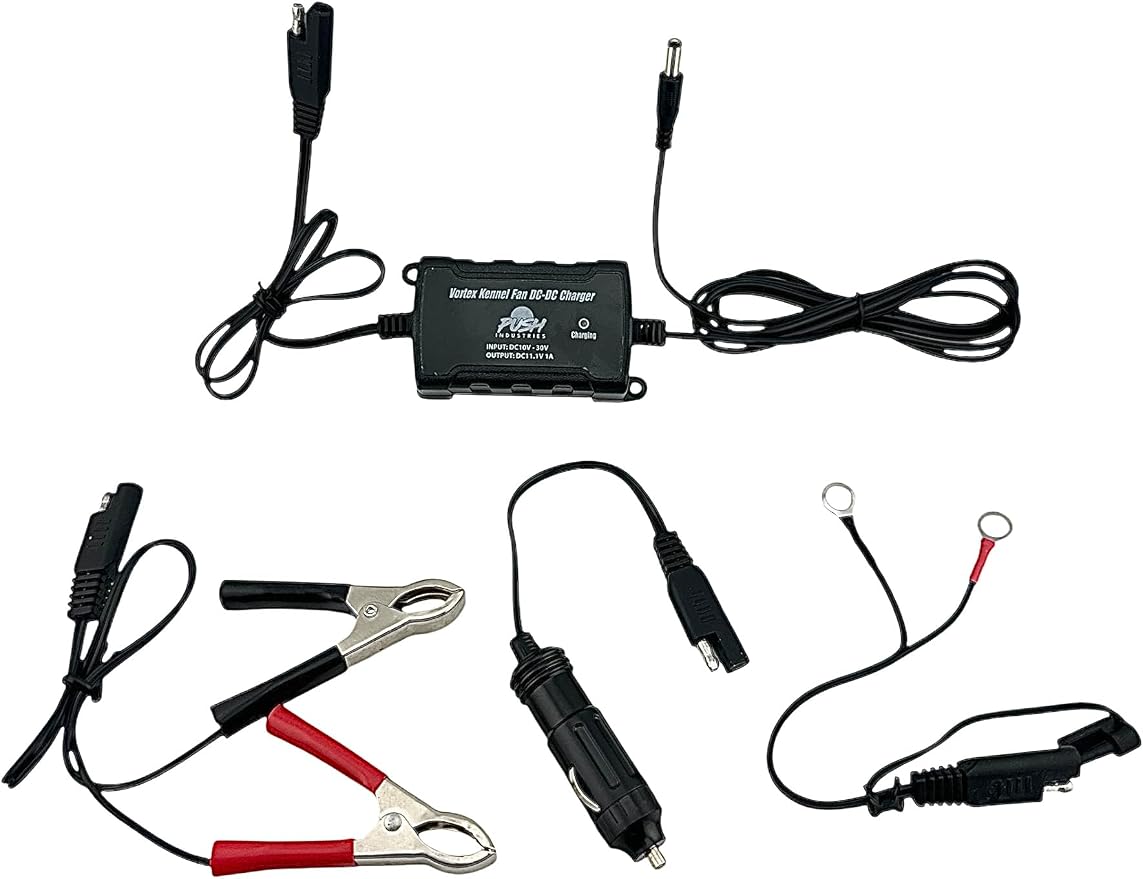 Push Industries 901.903 Vortex Universal Kennel & Crate Fan - Deluxe (Extra Battery & 12V DC Charger Included)