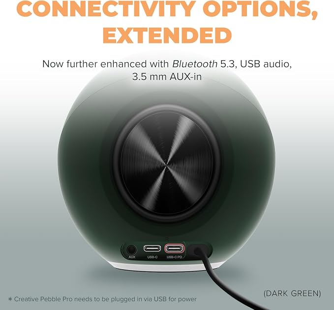 Creative Labs Pebble PRO Minimalist USB-C Computer Speakers - Black