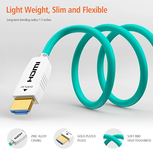 RUIPRO 8K Fiber Optic HDMI Cable 6 Feet 48Gbps 8K60Hz 4K120Hz Dynamic HDR eARC HDCP2.2/2.3 for RTX4080/4090/3080/3090, Xbox S/X, PS5/4, AVR, Projector, LG/Samsung/Sony TV