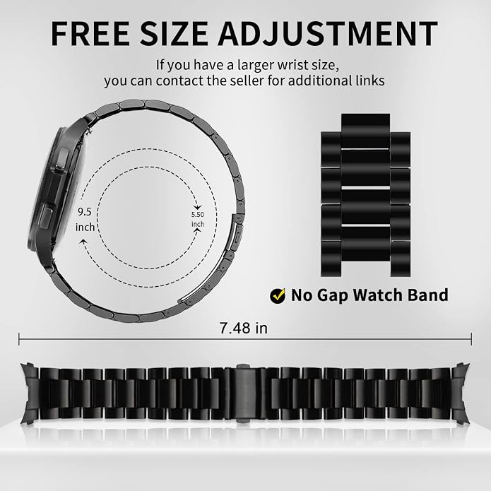 GOLDTOLUCK No Gap Stainless Steel Band Compatible with Samsung Galaxy Watch 8 7 6 5 4 Classic FE Pro Ultra 40mm 44mm 46mm 43mm 47mm 45mm 42mm Replacement Men Women Milanese Metal Elegant Casual