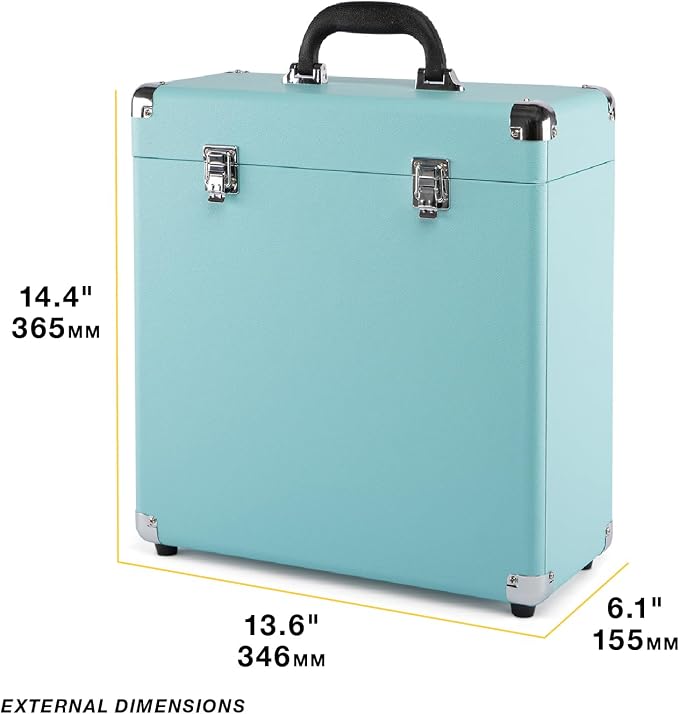 Victrola Collector II (2026 Model) – Vinyl Record Storage Case – Hold 30+ Vinyl Turntable Records, Heavy-Duty Hardware, Soft Interior Lining, Portable Box with Carry Handle (Turquoise)
