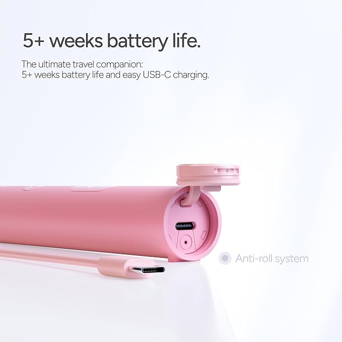 ORDO Lite Sonic Toothbrush, Electric Toothbrushes with 35,000 Pulses Per Min, Dual Modes, Over 5 Weeks Battery, Smart Timer, Waterproof, USB C, Petal