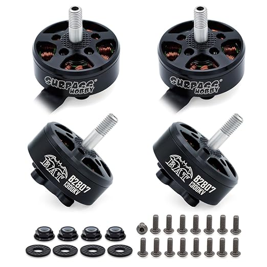 4pcs Surpass B2807 1300KV Brushless Motors CW/CCW for 5-6S FPV Racing Drone Quadcopter Motor with 250mm 18AWG Silicone Wires (Black)