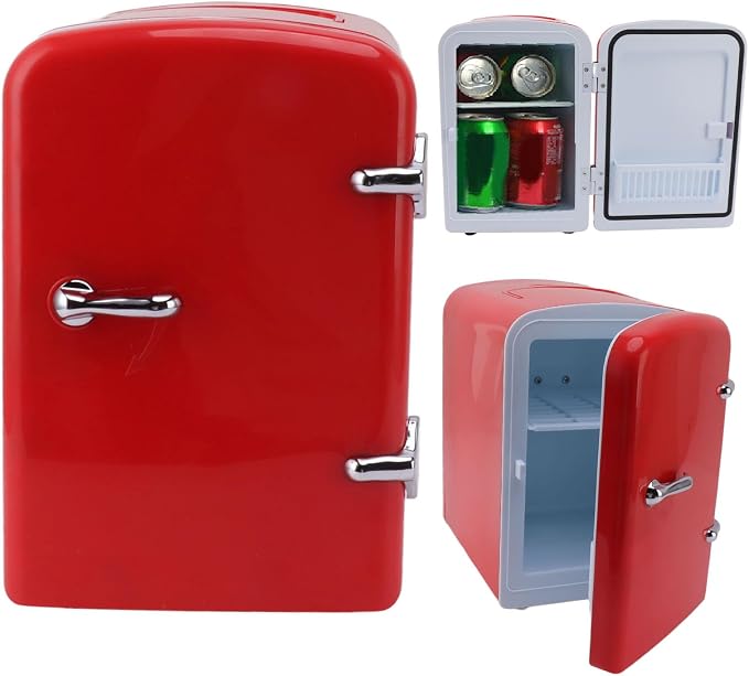 Portable Mini Fridge Cooler & Warmer for Skincare, Makeup, Drinks and Food - 4L/6 Can Personal Compact Refrigerator for Bedroom, Car, Office & Dorm, AC/DC Power