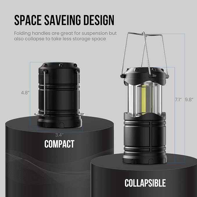 Lichamp LED Camping Lantern, Solar, USB, Battery Powered Flashlight for Power Outages, Portable Collapsible Hanging Light Essential for Home, Outdoor, Emergency Lamp Survival Kit Gear for Hurricane