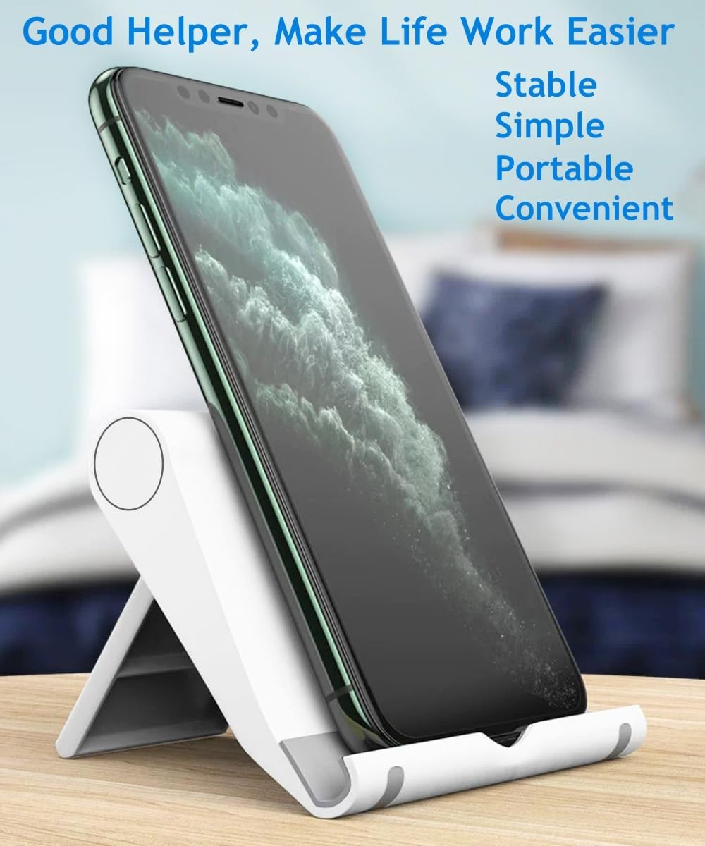 Adjustable Foldable Cell Phone Stand for Desk, Compatible with Most Smartphones and Tablets, Fits Devices up to 10 Pounds