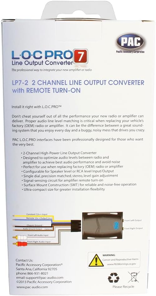 PAC LP7-2 L.O.C. PRO Series 2-Channel Line Output Converter with Remote Turn On 4in. x 8in. x 1in.