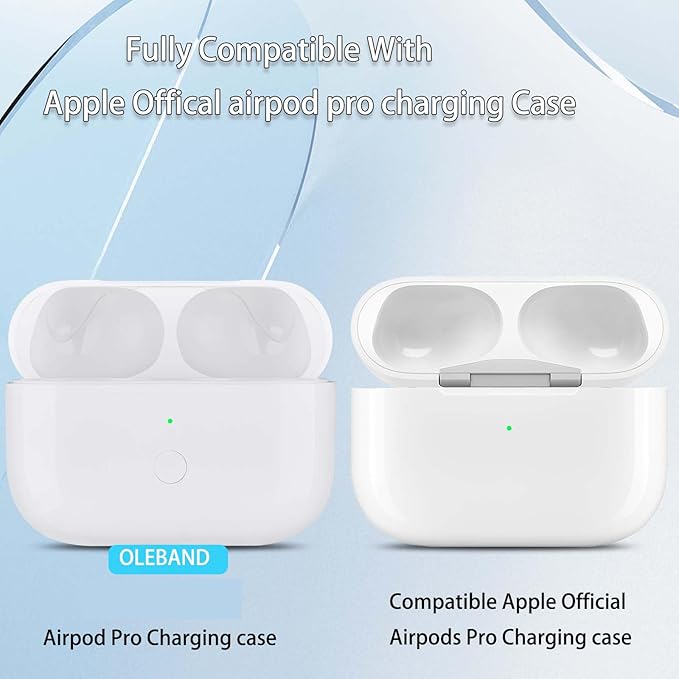 OLEBAND Replacement for Airpods Pro 2&1 Charging Case:Easy to Pair Air pods Pro Earbuds with Pairing Button,Support Both Wired and Wireless Charging,for iPods Pro 1st/2nd Gen 1 Year Warranty(White)