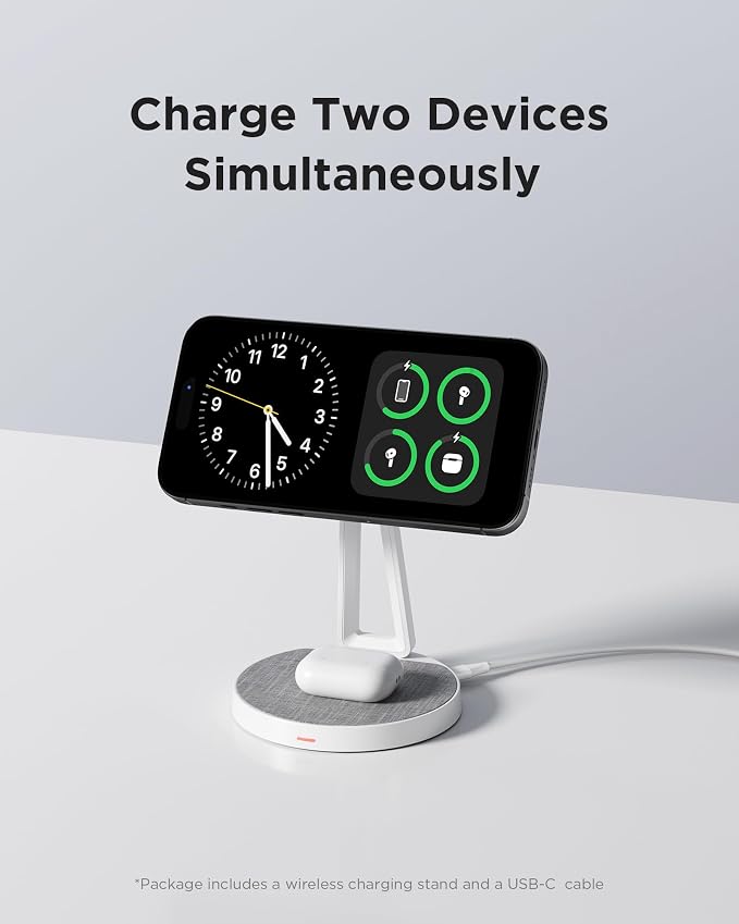 PISEN 2-in-1 Mag-Safe Charger Stand - Wireless Charger Charging Station for Multiple Devices & 30W USB C Charger - 30 Watt Dual Port PD QC 3.0 GaN Charging Block, 30W USB C Wall Charger, 2-Port 30 Wat