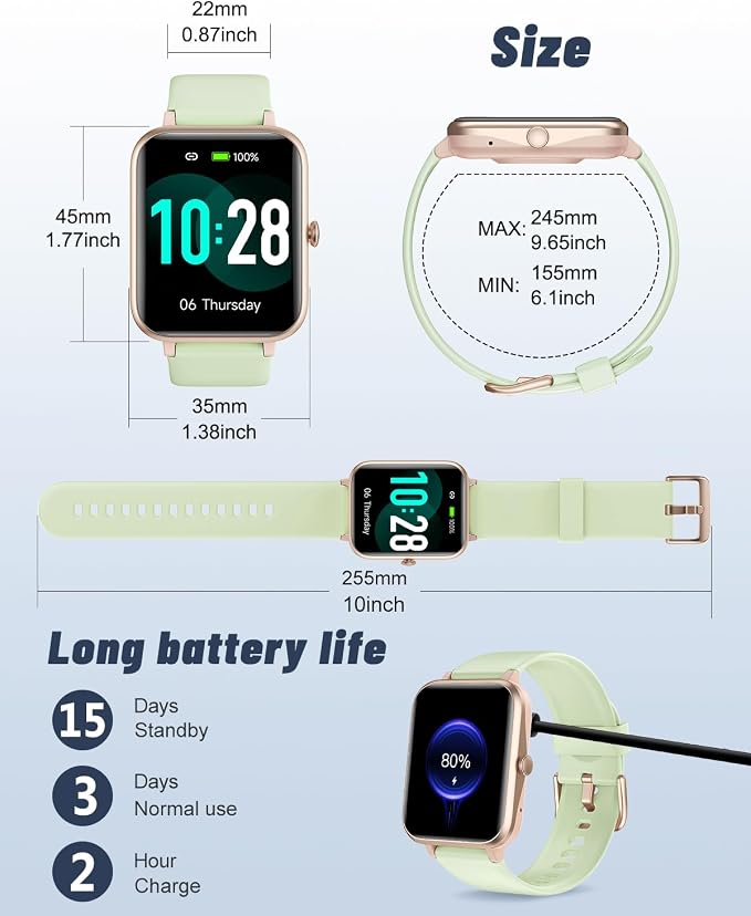 GRV Smart Watch for iOS and Android Phones (Answer/Make Calls), Watches for Men Women IP68 Waterproof Smartwatch Fitness Tracker Watch with Heart Rate/Sleep Monitor Steps Calories Counter (Aqua-Gold)