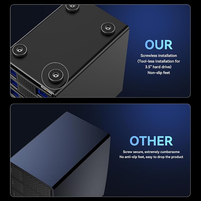 CENMATE Aluminum 6 Bay 10Gbps Hard Drive Enclosure with Cooling Fan for 2.5“/3.5" SATA HDD/SSD with USB A/C 3.2 Gen 2, Support Hot Swappable, Tool-Free HDD Enclosure, DAS(NO RAID/NAS)