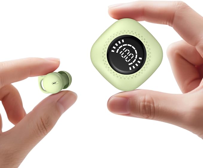 Sleep Headphones, Invisible Sleep Earbuds for Side Sleepers, Mini Noise Blocking Sleep Earphones, Bluetooth 5.3 Tiny Hidden Earbuds for Work,Sleeping (Green)