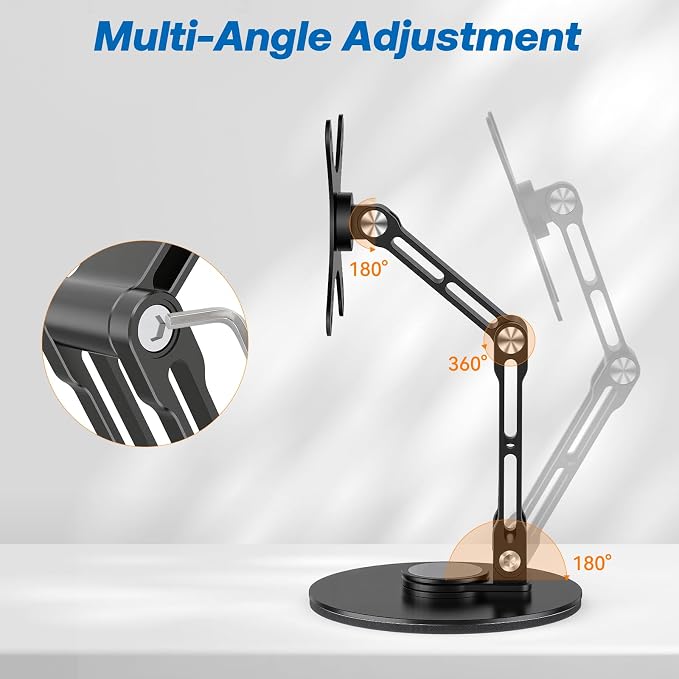 Swivel and Tilt Stand for Echo Show 15 (Gen 1, Gen 2), Portable Monitor Stand, Adjustable Angle and Height with 360° Rotation Bases, Switching Between Landscape and Portrait Screens (Black)