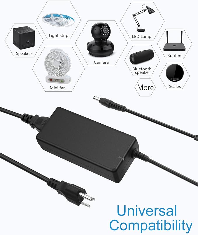 ALITOVE 24V DC Power Supply 4A 96W AC Adapter 100-240V to DC 24 Volt 4amp 3.75A 3.5A 3A Converter Transformer 13.4FT Power Cord 5.5x2.5mm Plug for AMS-2-Pro LED Strip LCD Monitor Massage Chair