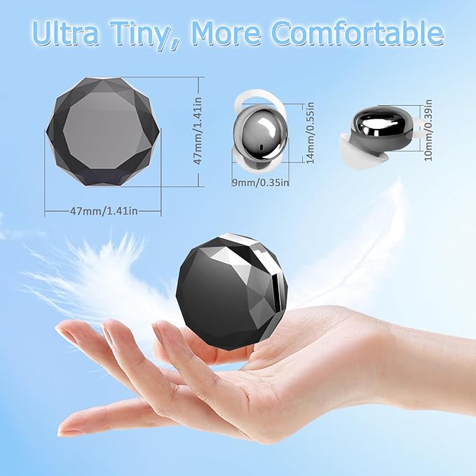 Side Sleeper Earbuds, Mini Earbuds for Sleeping, Invisible Wireless Headphones, Fast Charging Case, No Beep & Comfortable to Sleeping (Black)