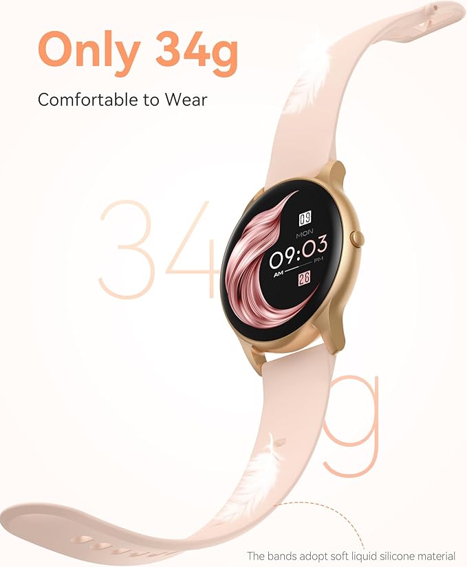 AGPTEK Smart Watch for Women, 5ATM Waterproof Smartwatch for Android and iOS Phones, Fitness Tracker Watch with 100+ Sports Modes, Heart Rate Monitor Pedometer Sleep Monitor, Pink | for Android and iOS Phones, Fitness Tracker Watch with Heart Rate Moni...