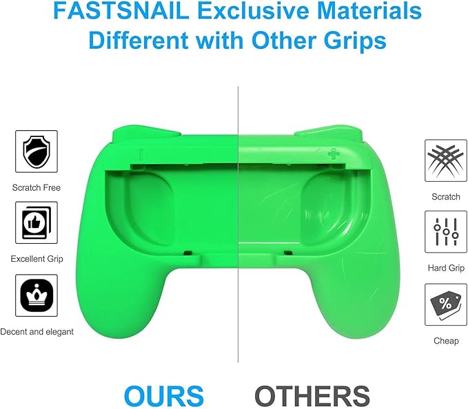 FastSnail Charging Dock and 2 Pack Switch Grips Kit for Nintendo Switch Joy Con & OLED Model, Charger Stand Station with Charging Cable, Wear-Resistant Grip Controller with 6 Thumb Grip