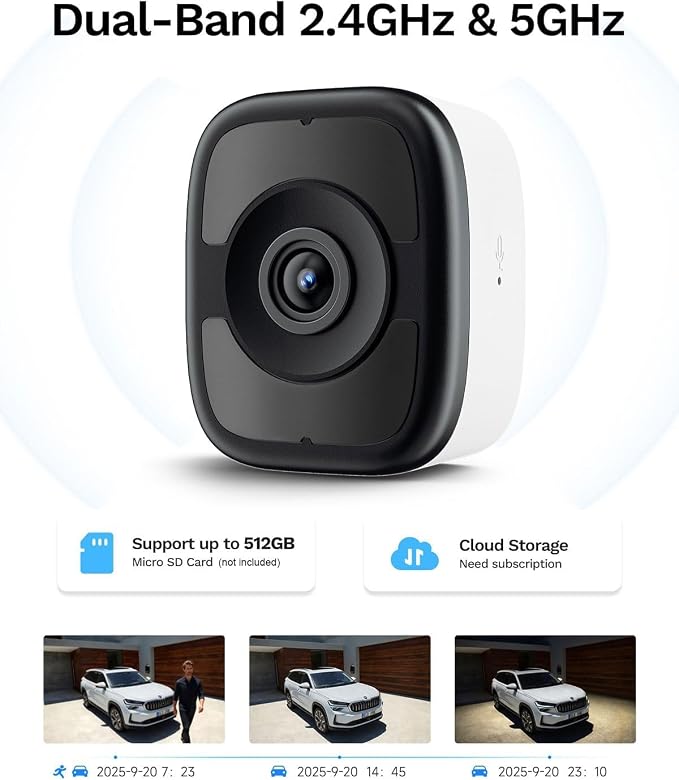 LongPlus 5MP 3K Window Camera 2 Pack, 5G & 2.4GHz WiFi Window Cameras for Home Security, Safeview Camera with AI Person/Car Detection, 24/7 Recording, Easy Quick Install, 2-Way Audio
