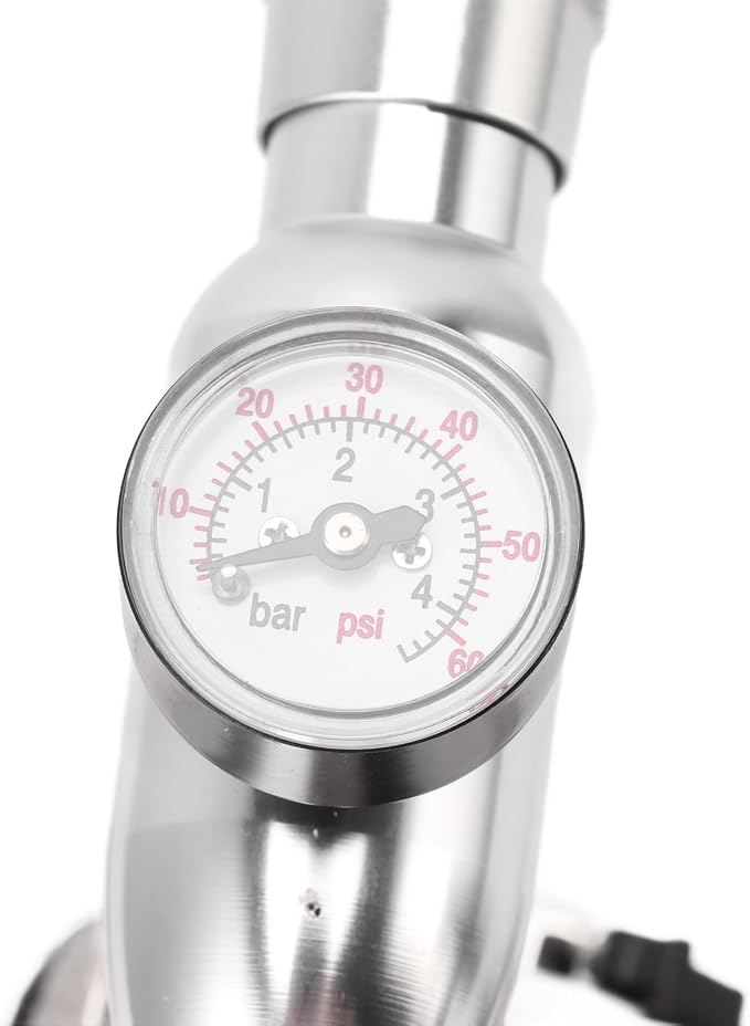 Stainless Steel Beer Keg Pump 4Inch Portable Tap - Manual Hand Pump for Homebrew Kegerator Outdoor Party Bar Restaurant Wedding with Hose Clamp(Type A + with Pressure Gauge)