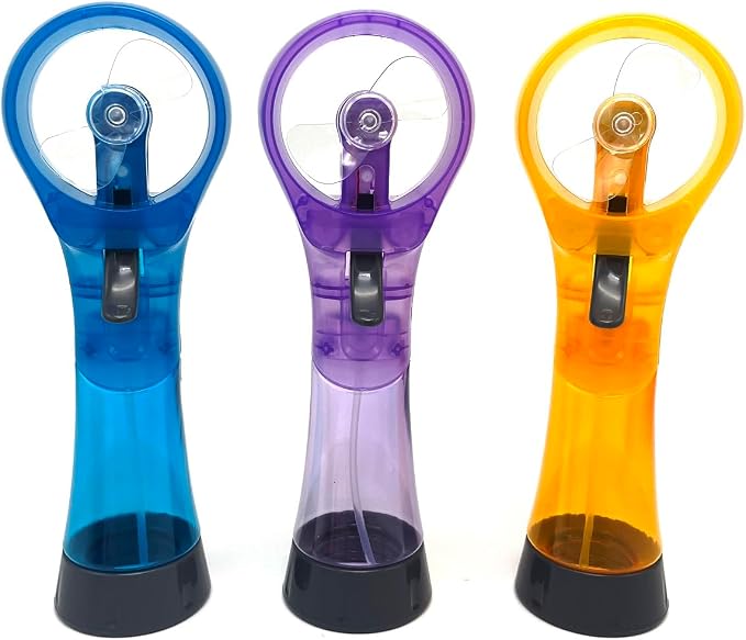 BJPEY Water Misting Fans Portable Personal Handheld Spray Fan Cooling Outdoor Cooler, Pack of 3 (Blue/Purple/Yellow)