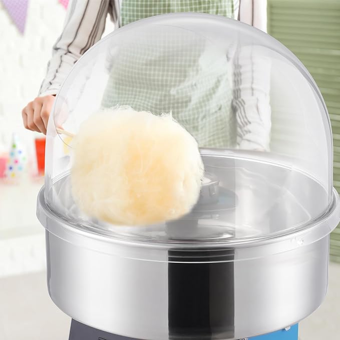 VEVOR Cotton Candy Machine Commercial, 1000W Electric Floss Maker with Cover, Stainless Steel Bowl, Sugar Scoop, Storage Drawer, Perfect for Home, Carnival, Kids Birthday, Family Party, Blue