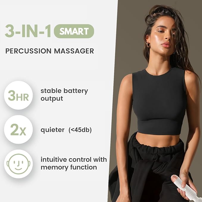 Niclove The Upgraded 3-in-1 Personal Massager – 3H Powerful Vibration, Quiet & Waterproof – 20 Modes 8 Speeds Muscle Therapy Stick for Deep Tissue, Sports Recovery, Cordless & Travel Friendly (Black)