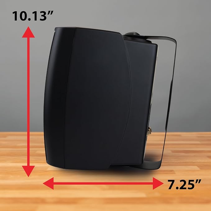 Dual Electronics LU53PB 5.25" 3-Way High Performance Outdoor Indoor Wired Speakers | Effortless Set Up | Home, Pool, Patio, Garage Use | Weather Resistant | Expansive Stereo Sound Coverage | Black