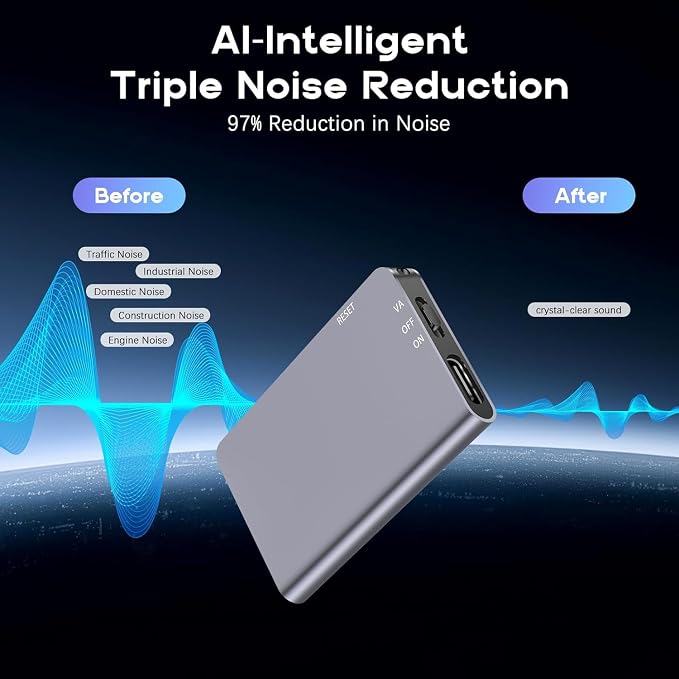 64GB Magnetic Voice Activated Recorder - 40 Hours Continuous Recording Device with AI-Intelligent Triple Noise Reduction - Portable Audio Recorder Device for Lectures Meetings Interviews