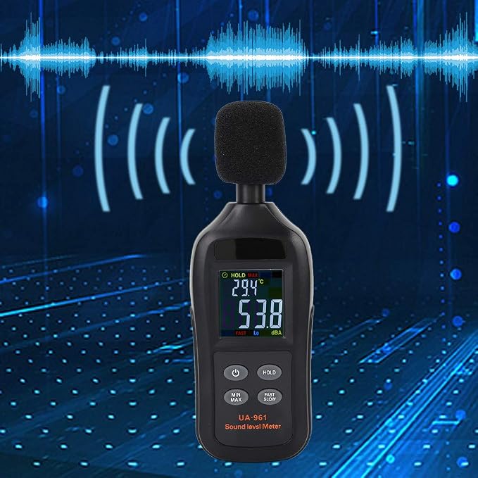 Oumefar Sound Meter Digital LCD Screen Decibel Meter Detector Handheld with Measuring Level Range 35dB to 135dB Portable Sound Level Meter for Frequency Analyzer