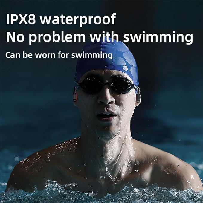 AYI True Bone Conduction Swimming Headphones with Bluetooth 5.4 & MP3 Player Mode 32GB Built-in Memory IPX8 Waterproof Screen Display Pain-Free Open-Ear Earphone for Sport and Work-X10 White