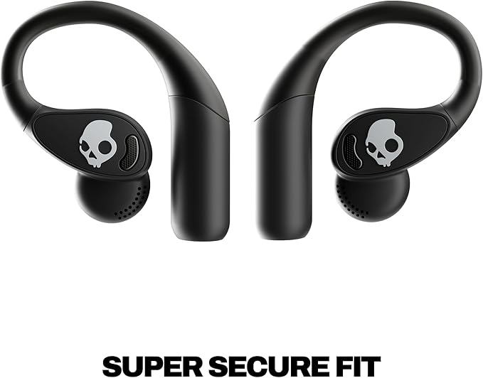 Skullcandy Push 540 Open Wireless Open-Ear Bluetooth Earbuds, Headphones, Sweat and Water Resistant, 42 Hours Battery, Detachable Neckband, Secure Fit, Microphone for iPhone Android - True Black