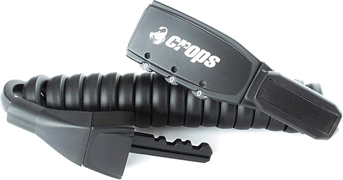 CROPS K3-BIRO Compact Bike Lock Cable, 4 ft, Black – Resettable 3-Digit Combination Dial, 4mm Double Coiled Cable, Includes Under-Saddle Mounting Bracket.