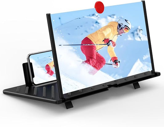 20" Screen Magnifier,3D HD Mobile Phone Magnifier Projector Screen Enlarger for Movies, Videos, and Gaming,Foldable Cell Phone Stand with Screen Amplifier,Gifts for Mom Dad(Black 20Inch)