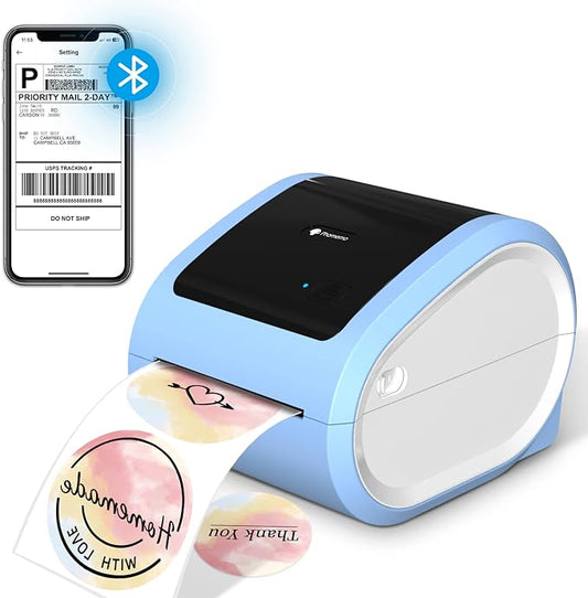 Phomemo Bluetooth Shipping Printer Thermal Label Printer 4x6 Printer for Small Business & Packages, Barcode, Address Labels, Postage, Compatible with Shopify, FedEx, Etsy, Blue