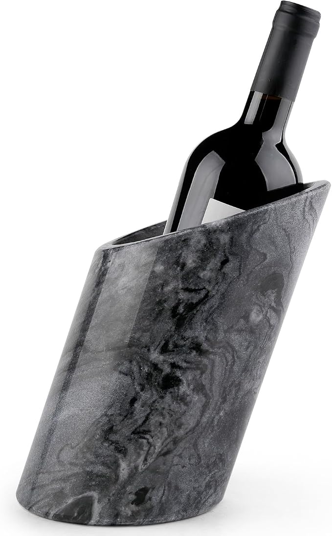 Marble Wine Bottle Chiller - Portable Tabletop Champagne Bucket Cooler for Cocktail Party Dinner Oblique-Monte Grigio