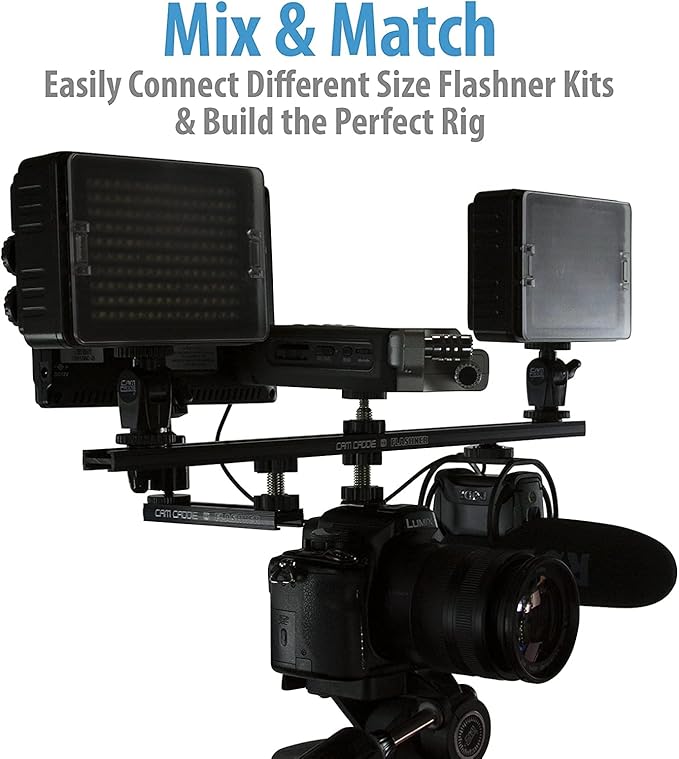 6 Inch Cold Shoe Extension Bracket - Dual Sided Camera Flash Mount with D-Flashner Adapter by Cam Caddie - Black