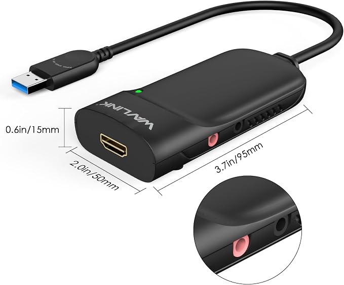WAVLINK USB 3.0/USB C to HDMI Universal Video Adapter, Displaylink HDMI Adapter Supports up to 6 Monitor, Compatible with Windows 11/10, MacOS (M1-M5 Mac,New Mabook Neo), ChromeOS