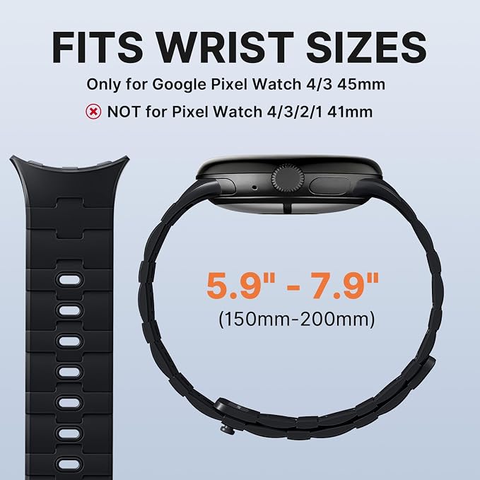 Bandletic Magnetic Silicone Bands Compatible with Google Pixel Watch 4/3 45mm Band for Women and Men, Rugged Soft Sport Strap Replacement Wristband