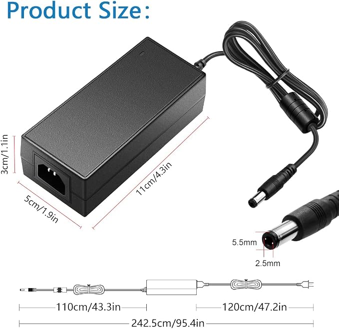 SHNITPWR 12V 5A 60W Power Supply Adapter AC DC Converter 100V~240V to 12 Volt 5 Amp Transformer 5.5x2.5mm Plug for 5050 3528 LED Strip Light 3D Printer LED Driver CCTV Security System LCD Monitor